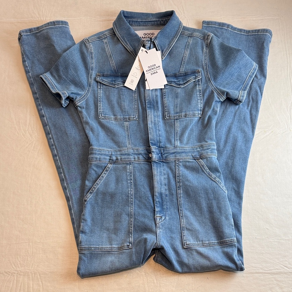 Good American Zara 2022 Blue Denim Sculpting Jumpsuit Size 3/L
